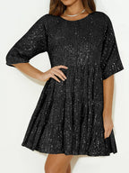 Sequin Round Neck Half Sleeve Mini Dress (21)