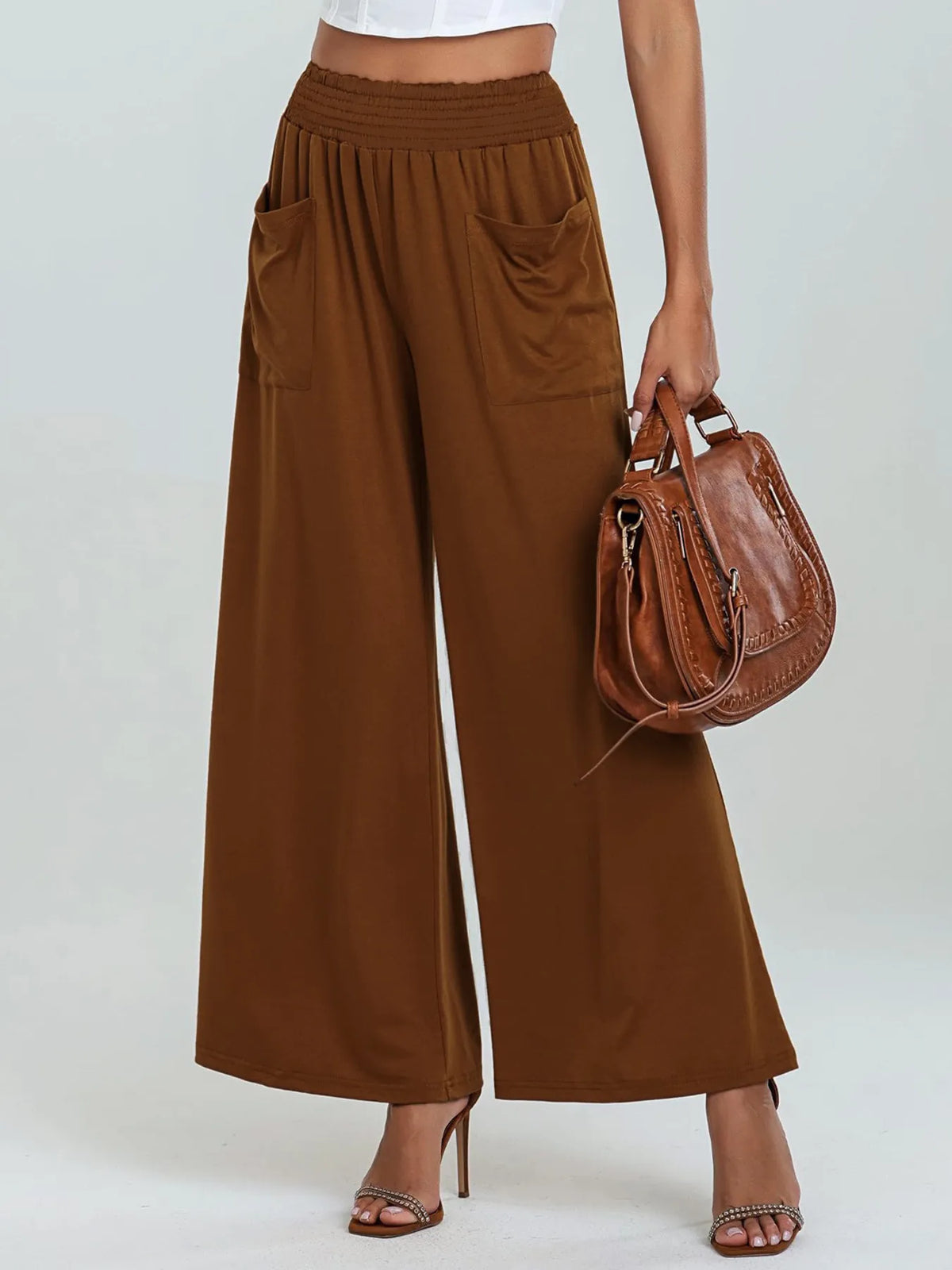 High-waisted Wide Leg Pants Pockets