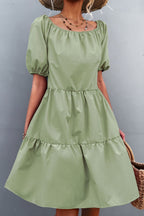 Square Neck Short Sleeve Mini Dress (9)