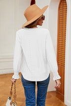 Contrast Flounce Sleeve Blouse (6)