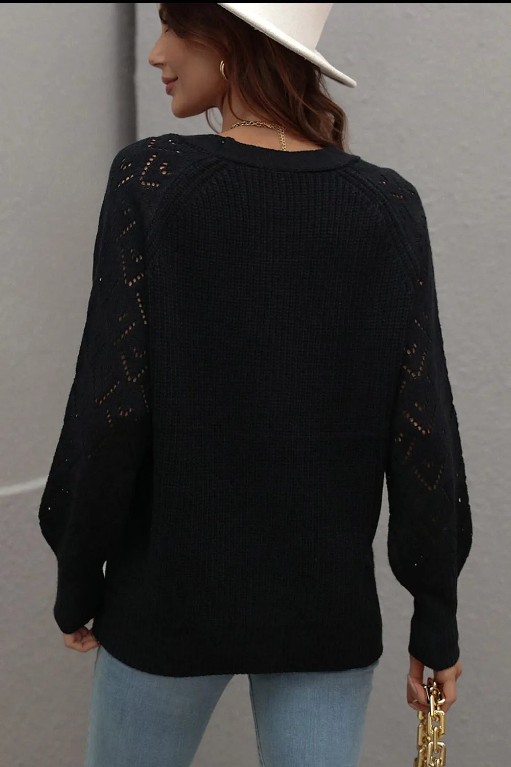 Rib-knit Plunge Raglan Sleeve Cardigan (16)