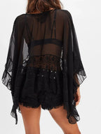 Lace V-neck Ruffle Long Sleeve Cover-up (10)