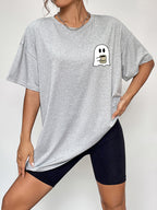 Round Neck Short Sleeve Ghost Graphic T-shirt (9)