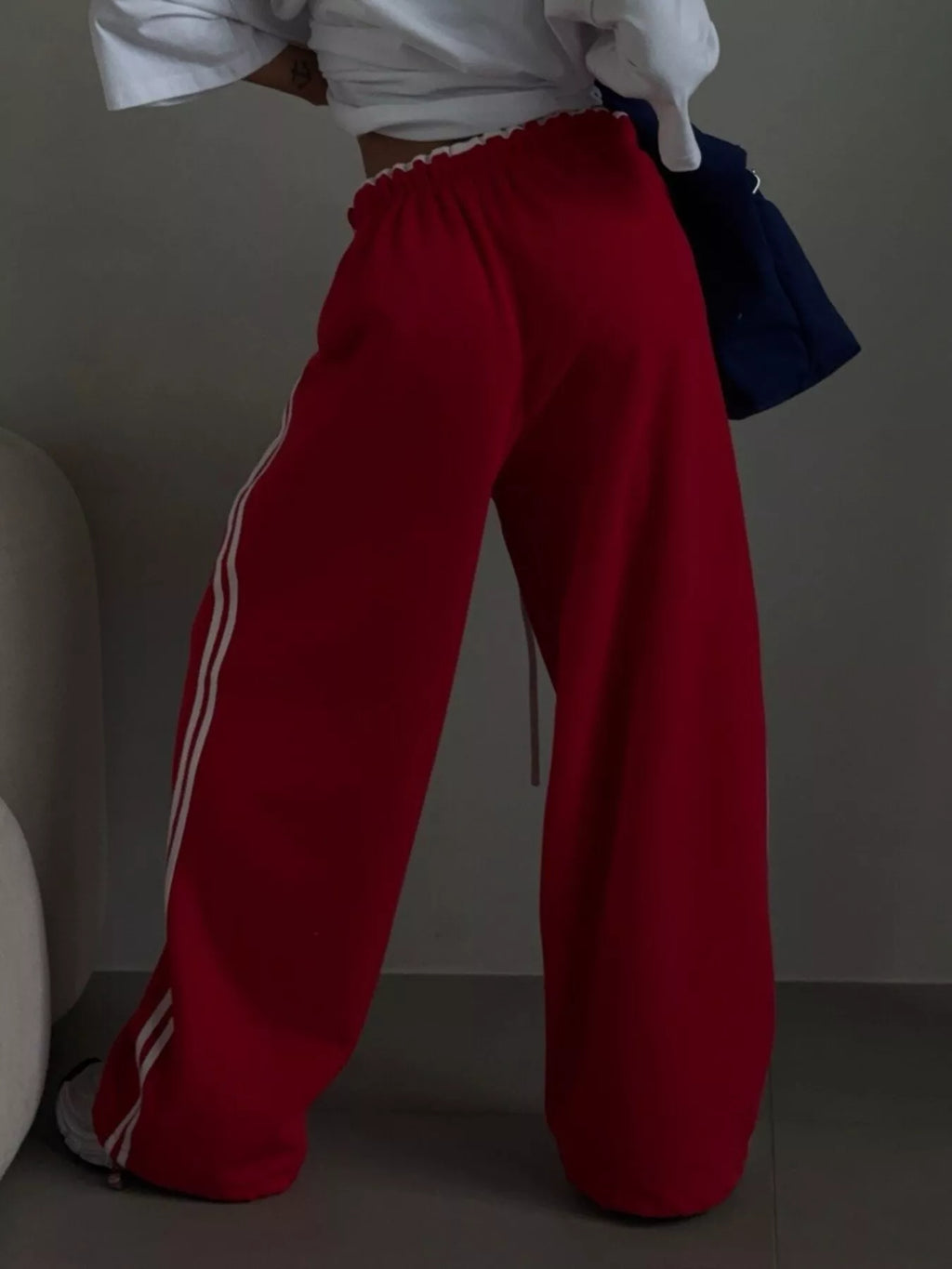 Side Stripes High-waisted Wide-leg Sweatpants (11)
