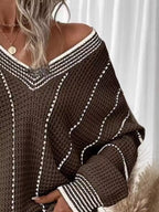 V-neck Textured Knit Sweater (2)