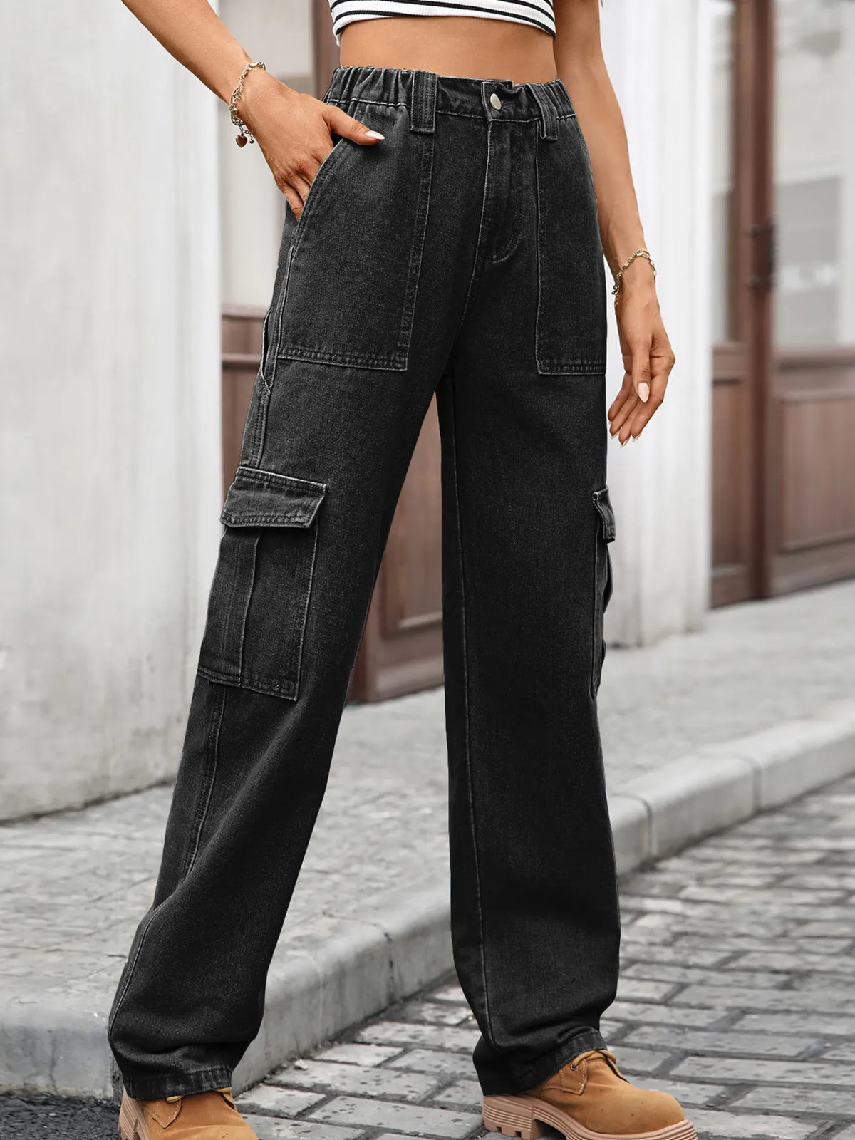 High-waisted Cargo Jeans (14)