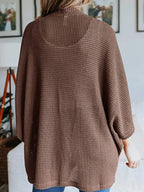 Full Size Open Front Waffle Knit Cardigan Plus (14)