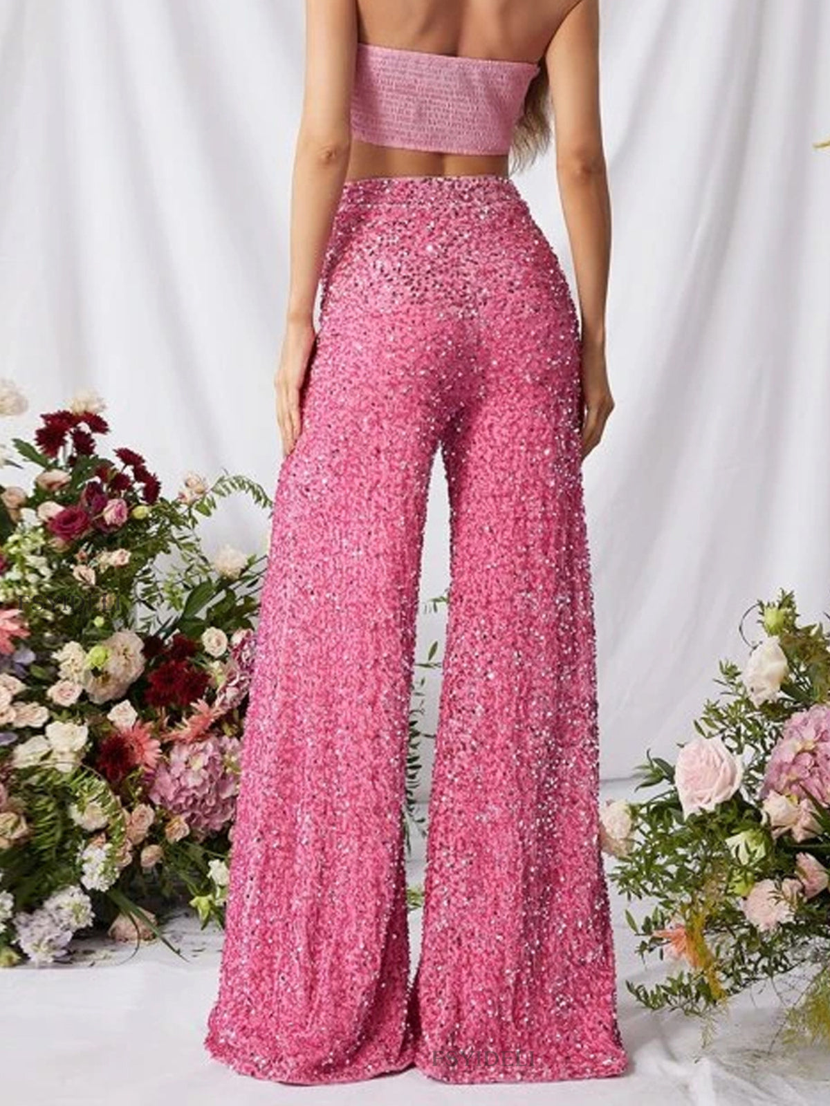Sequin Embellished Wide Leg Pants (10)