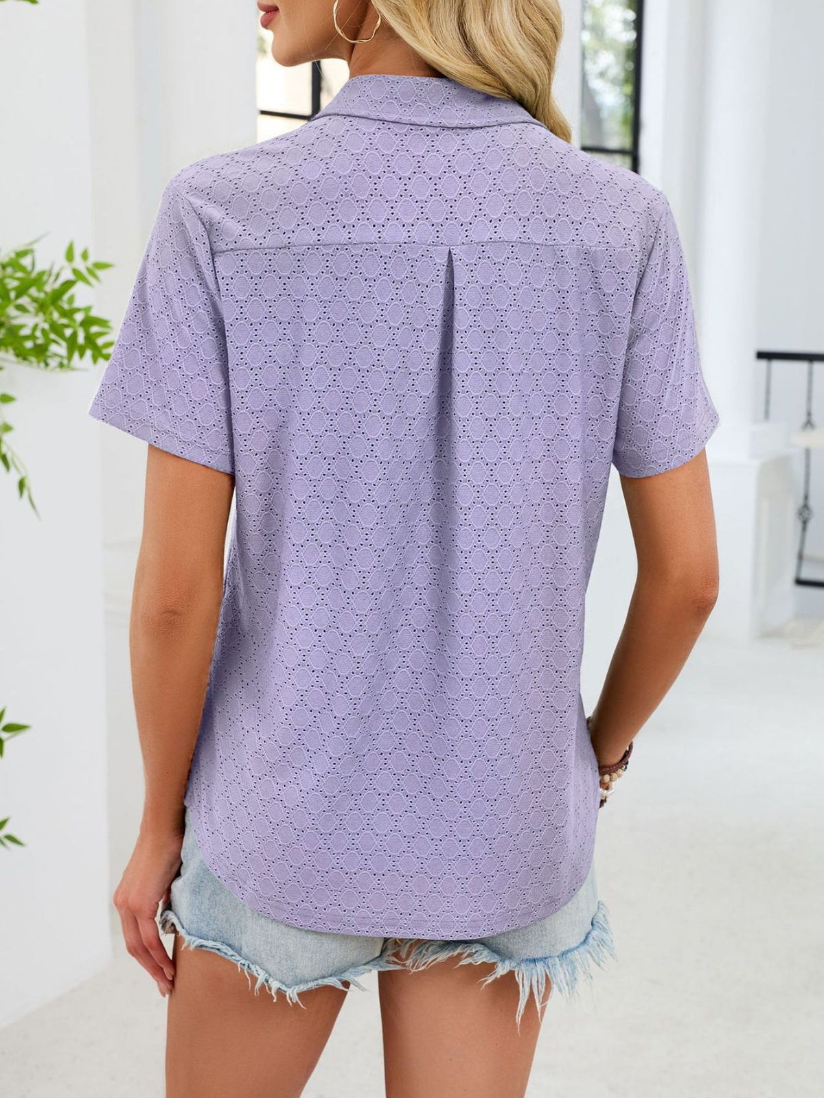 Eyelet Short Sleeve Blouse (21)