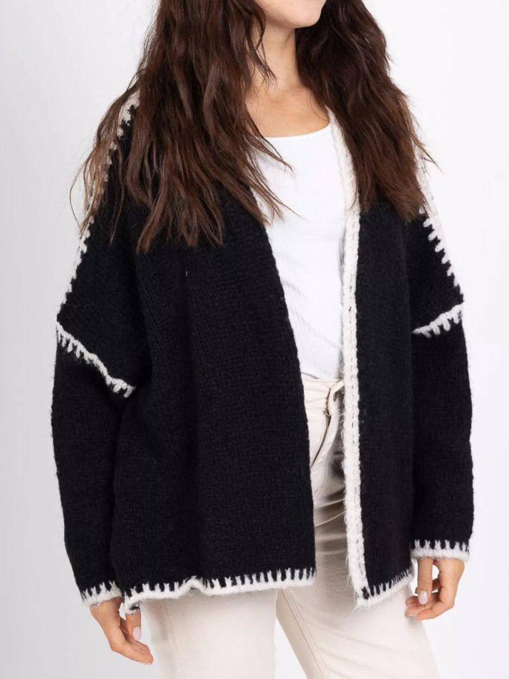 Contrast Trim Open Front Cardigan (16)