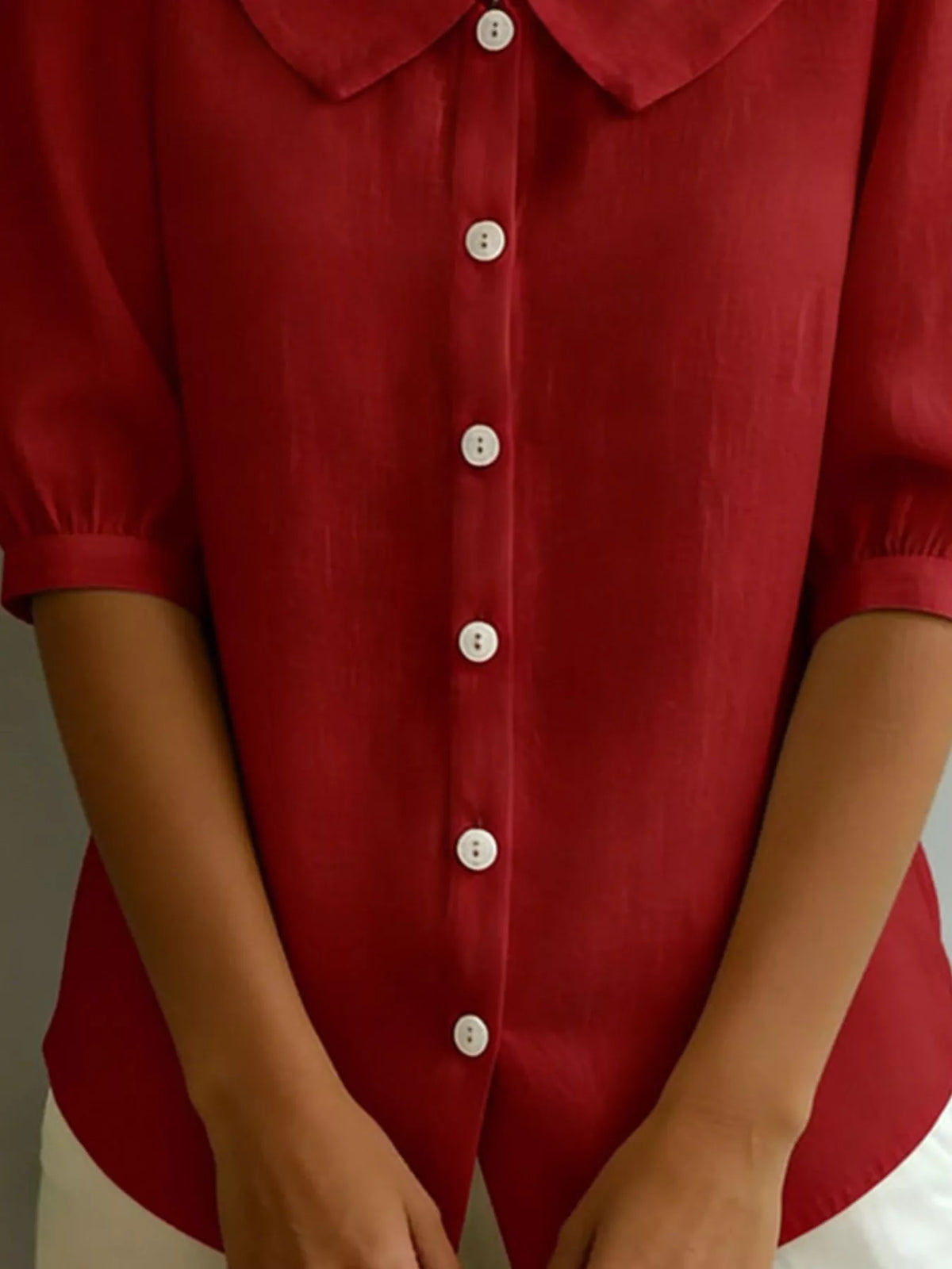 Peter Pan Collar Puff Sleeve Shirt (12)