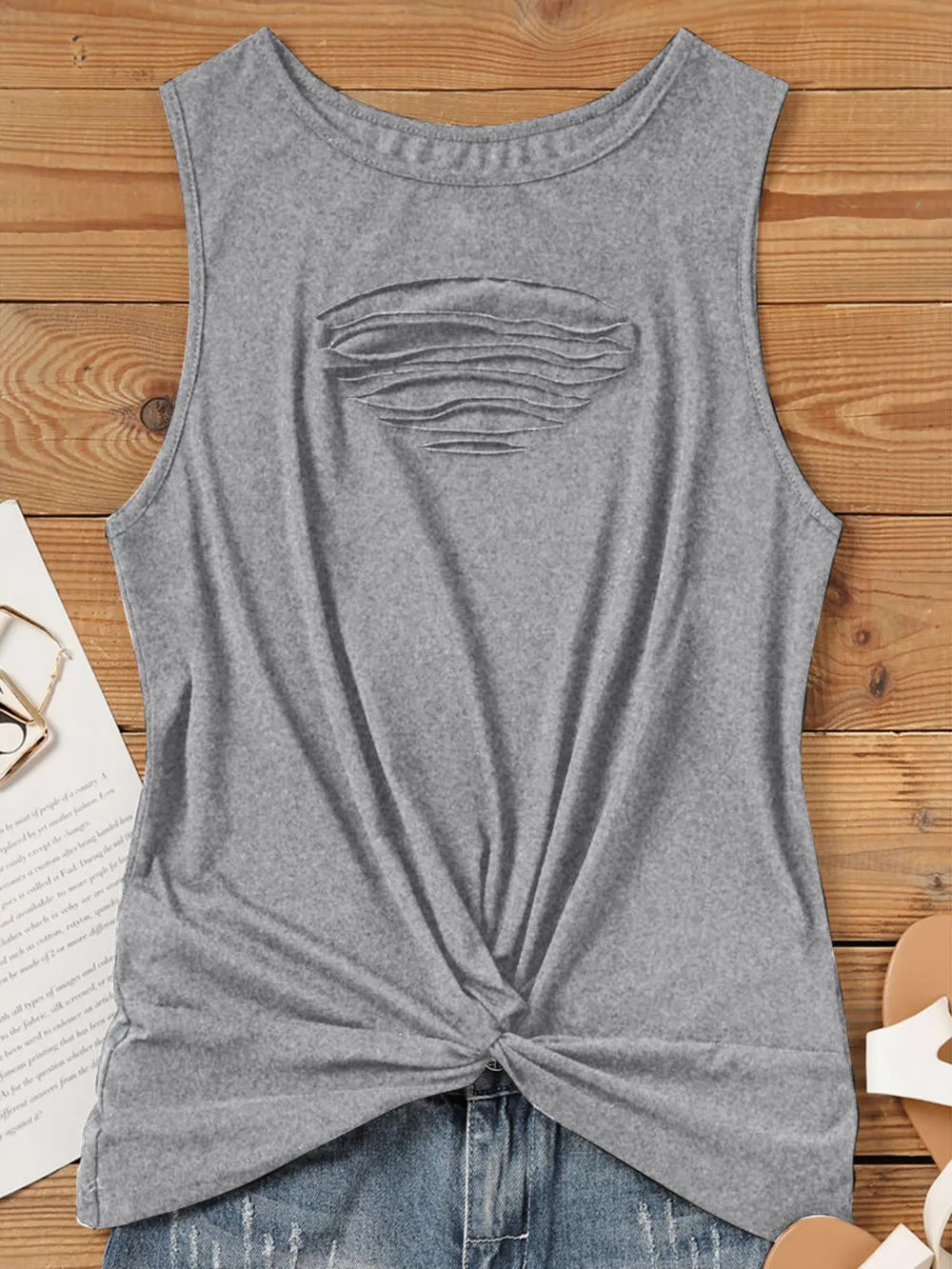 Cutout Twisted Round Neck Tank (3)
