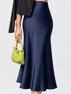 High-waisted Satin Midi Skirt (25)