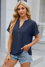 Eyelet Notched Short Sleeve T-shirt (7)