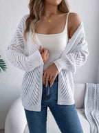 Openwork Open-front Long Sleeve Cardigan (6)