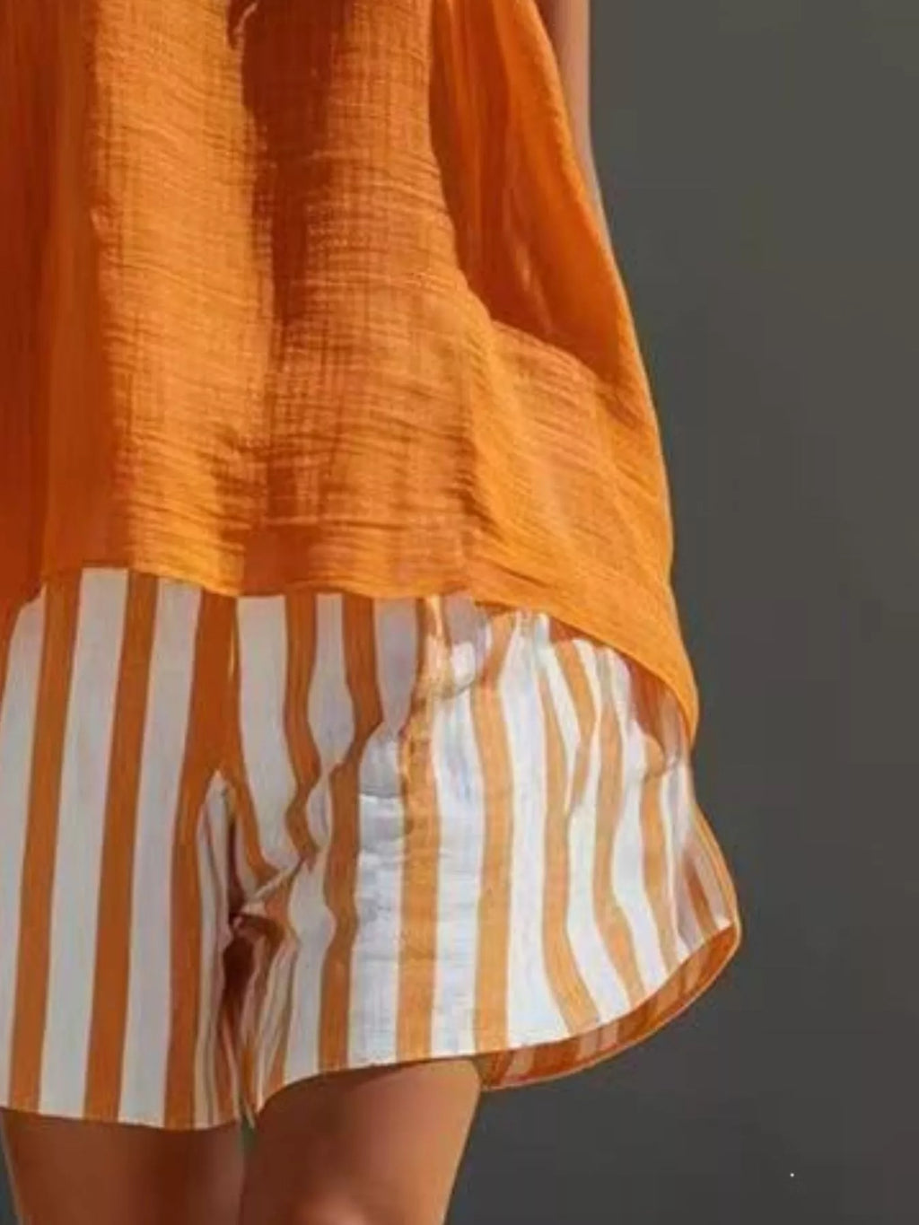 Round Neck Tank Striped Shorts Set (10)