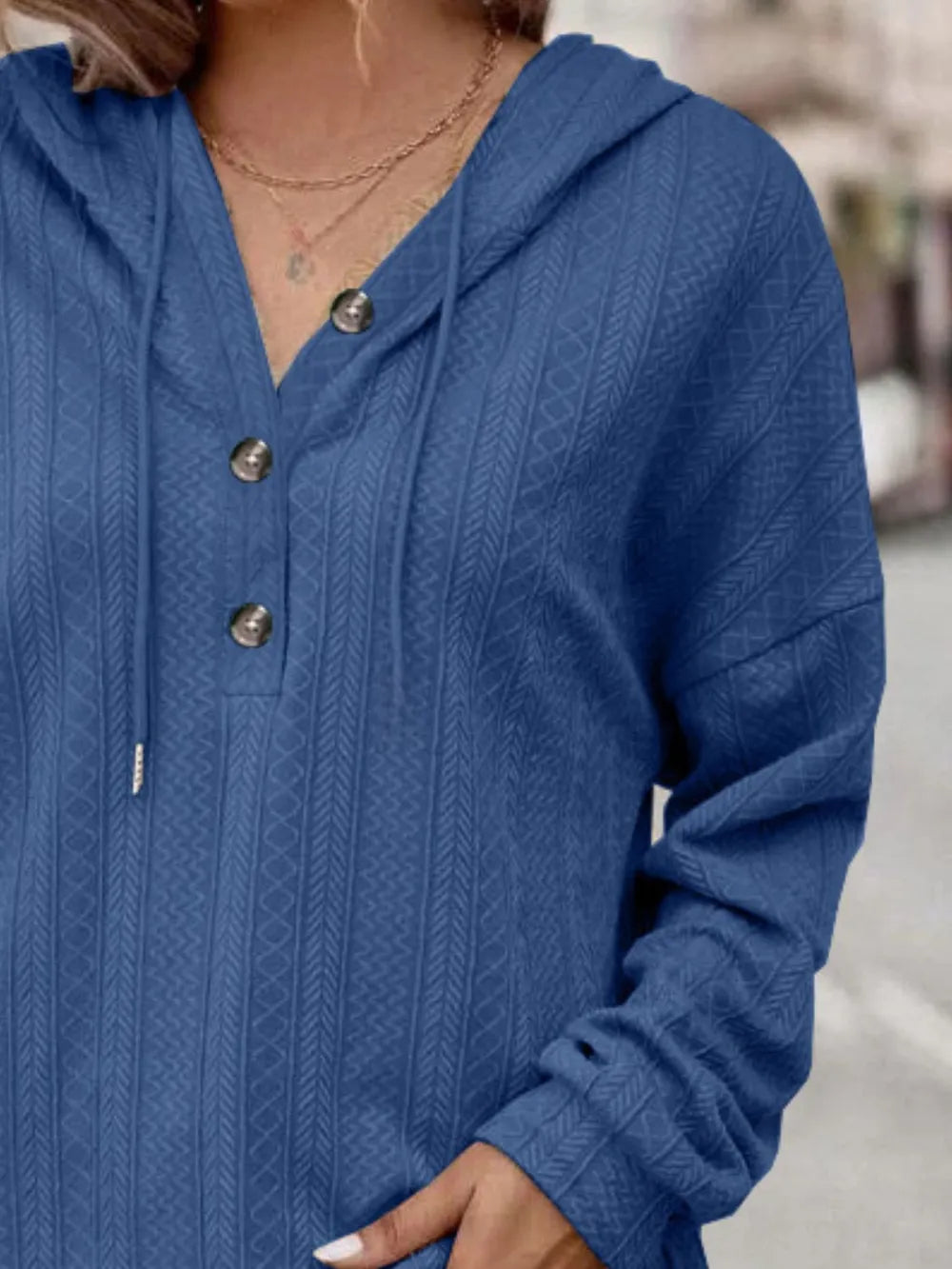 Drawstring Dropped Shoulder Long Sleeve Hoodie (6)