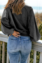 Quarter-snap Collared Lantern Sleeve Sweatshirt (9)