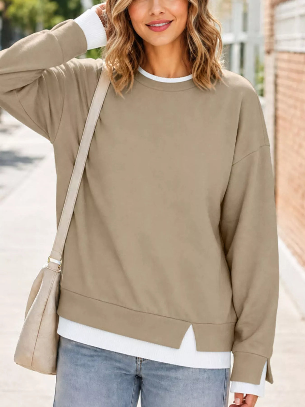 Crewneck Sweatshirt Contrast Ribbed Trim (15)