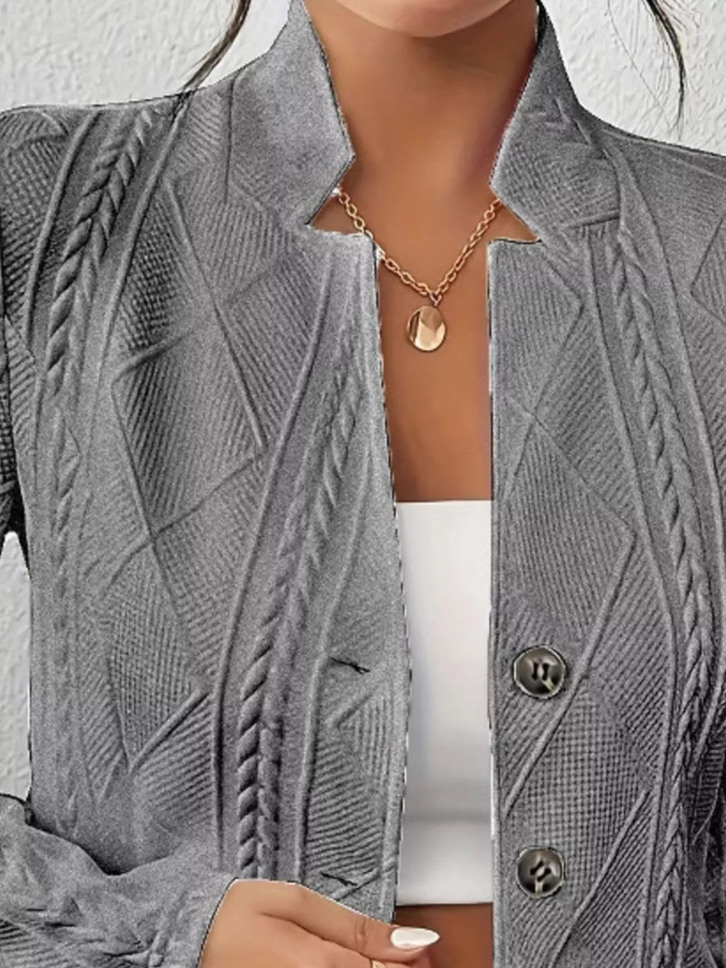 Textured Knit Button-front Blazer (5)