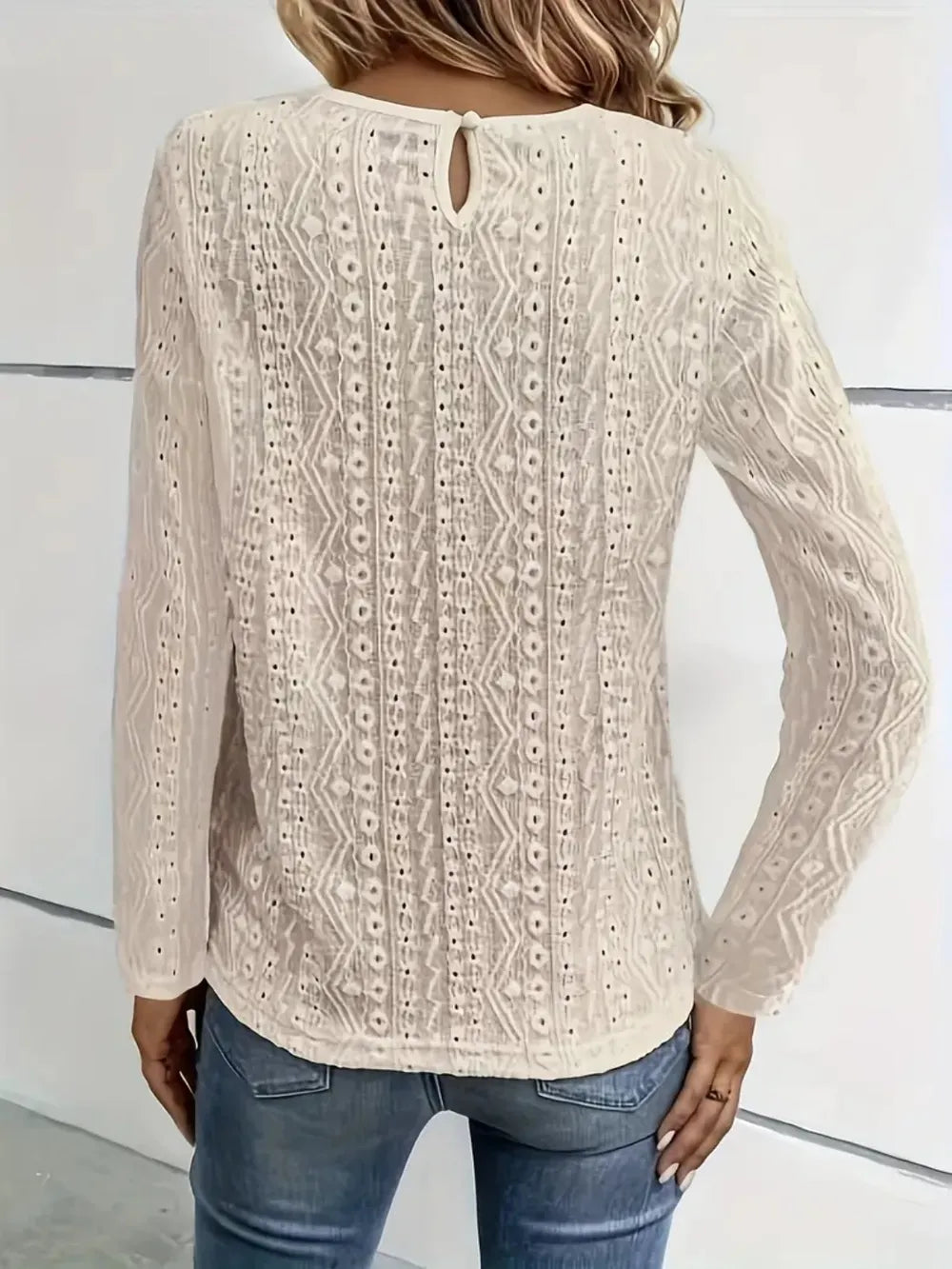 Lace Eyelet Long Sleeve Top (8)