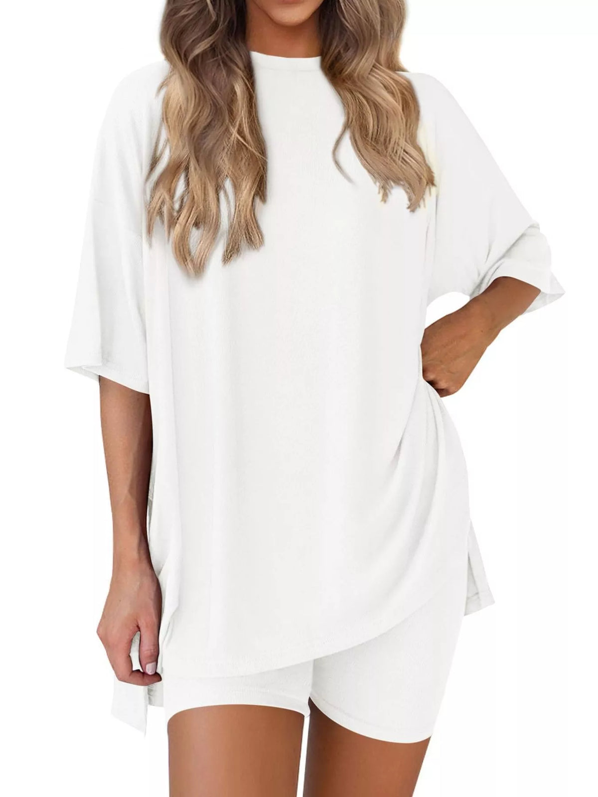 Full Size Half Sleeve T-shirt Shorts Set Plus (24)