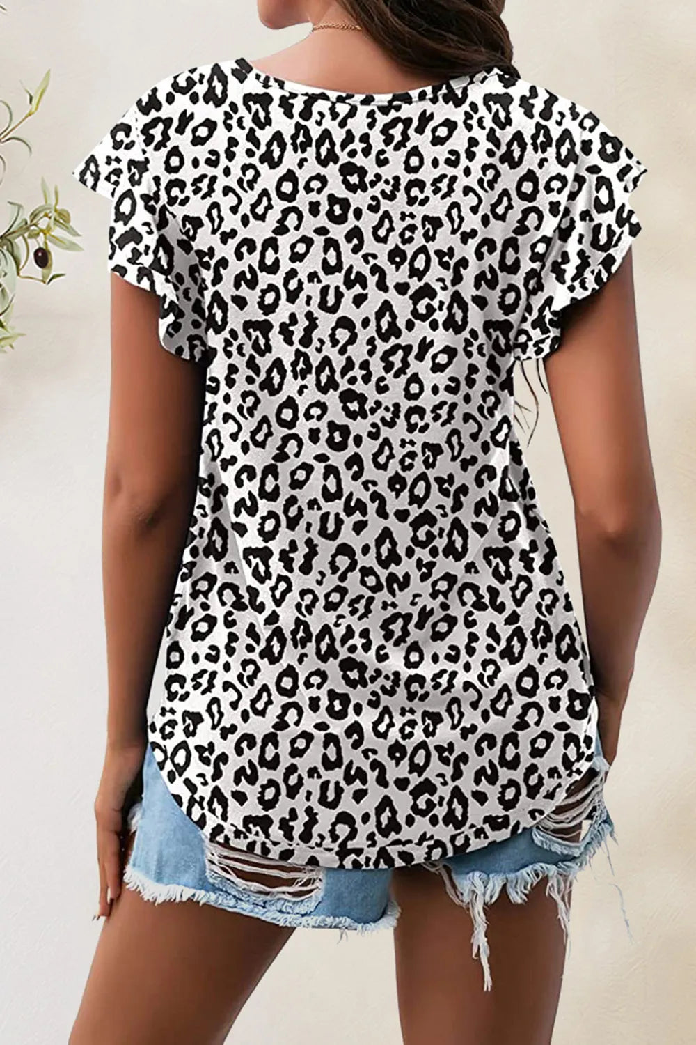 Printed Round Neck Short Sleeve T-shirt (6)