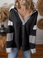 Block Striped Johnny Collar Sweatshirt (25)