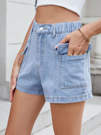 High Waist Cargo Denim Shorts (11)