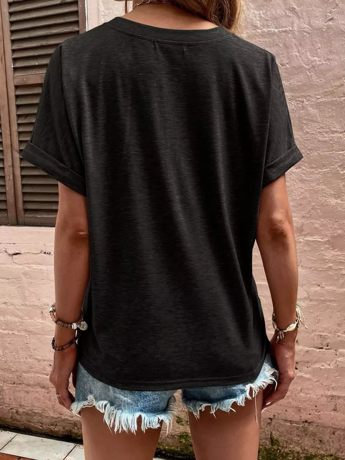 Full Size Notched T-shirt Rolled Sleeves Plus (4)