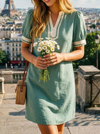 Notched Puff Sleeve Mini Dress (16)