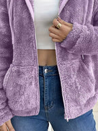 Drawstring Fleece Zip-up Outerwear (18)
