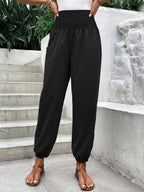 Smocked High Rise Joggers Pockets (3)