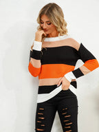 Striped Round Neck Dropped Shoulder Sweater (4)