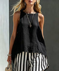 Round Neck Tank Striped Shorts Set
