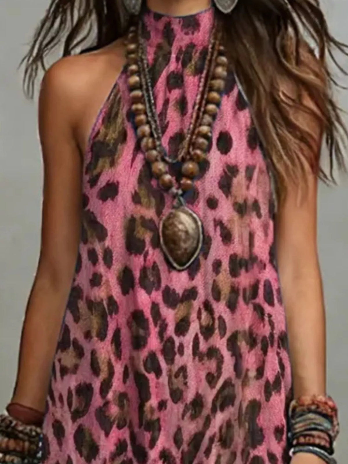 Leopard Print Sleeveless Maxi Dress Side Slit (6)