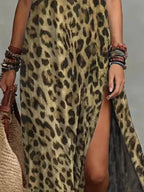 Leopard Print Sleeveless Maxi Dress Side Slit (8)