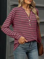 Striped Henley T-shirt Button Detail (24)