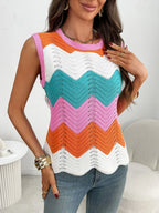 Block Round Neck Sweater Vest (5)