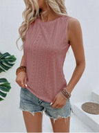 Eyelet Round Neck Tank (16)