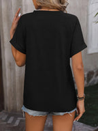 Notched Buttoned Short Sleeve T-shirt (8)