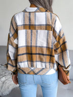 Plaid Collared Neck Long Sleeve Jacket (7)