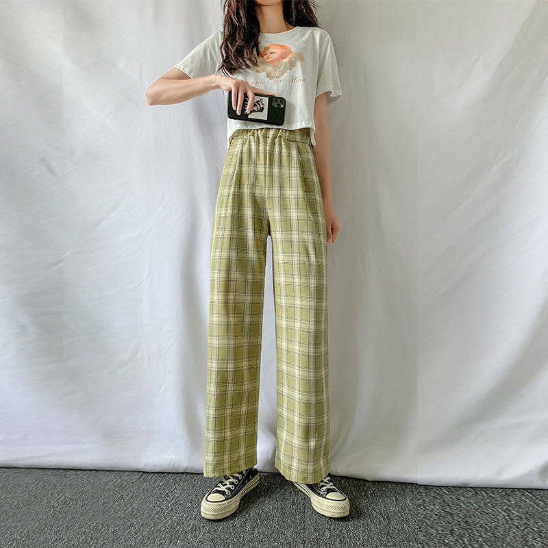 Plaid Wide Leg Pants Casual variant CJKT135150103CX