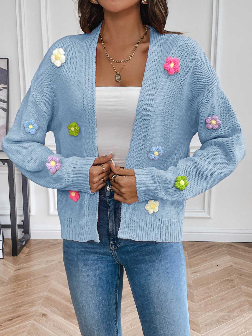 Floral Long Sleeve Open Front Cardigan (10)