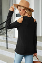 Round Neck Cold Shoulder T-shirt (13)
