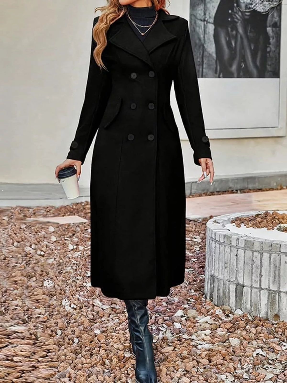 Full Size Double-breasted Longline Trench Coat Plus (5)