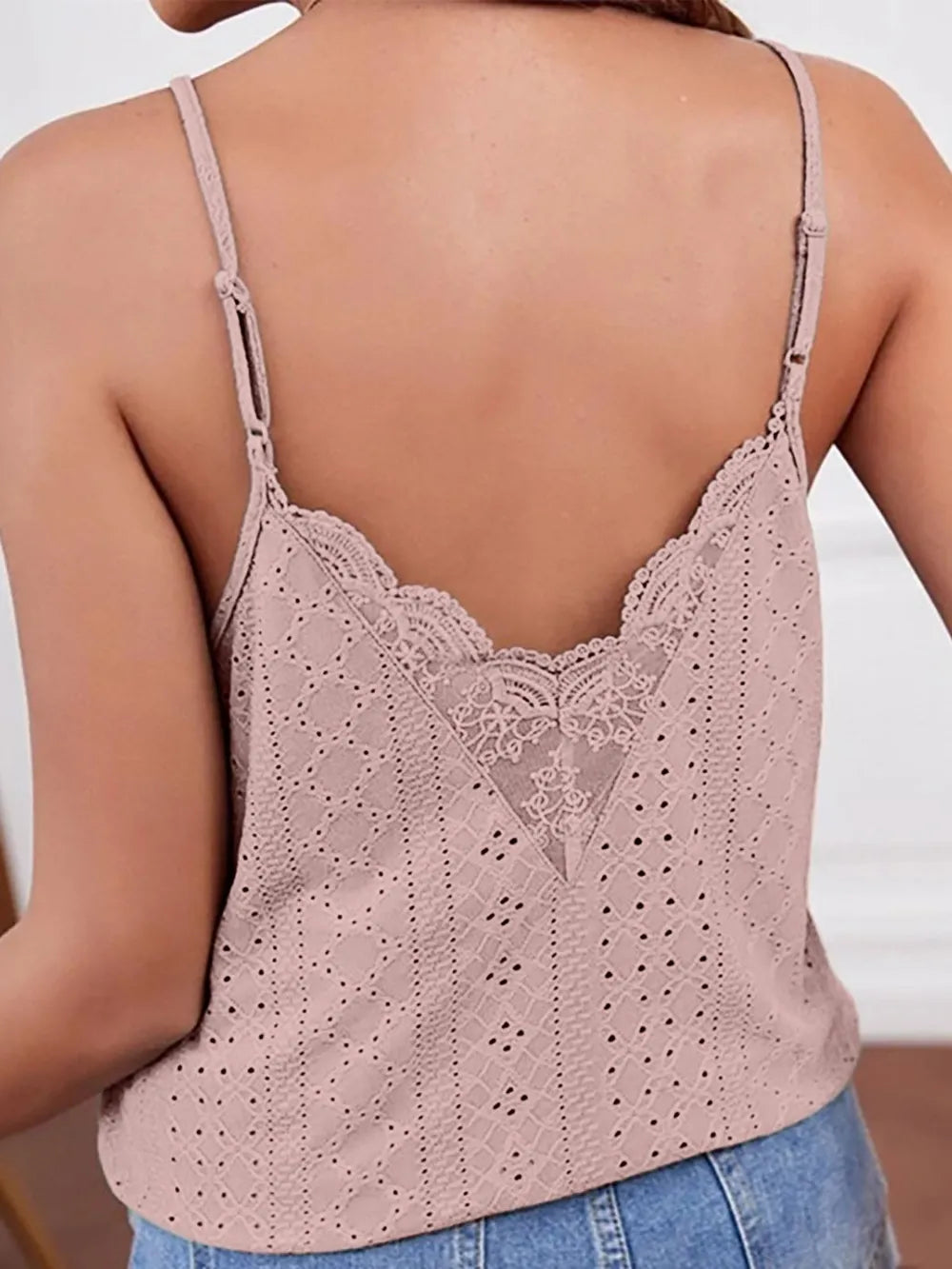 Eyelet Lace Detail V-neck Cami (9)