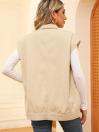Pocketed Button Up Sleeveless Denim Jacket (14)