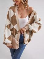 Diamond Pattern Button-up Knit Cardigan (2)