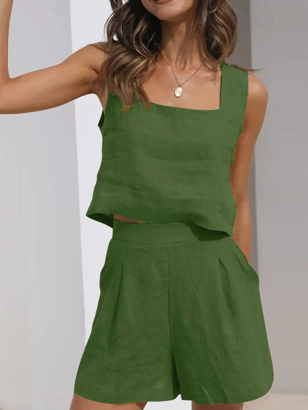 Square Neck Tank Shorts Set (18)